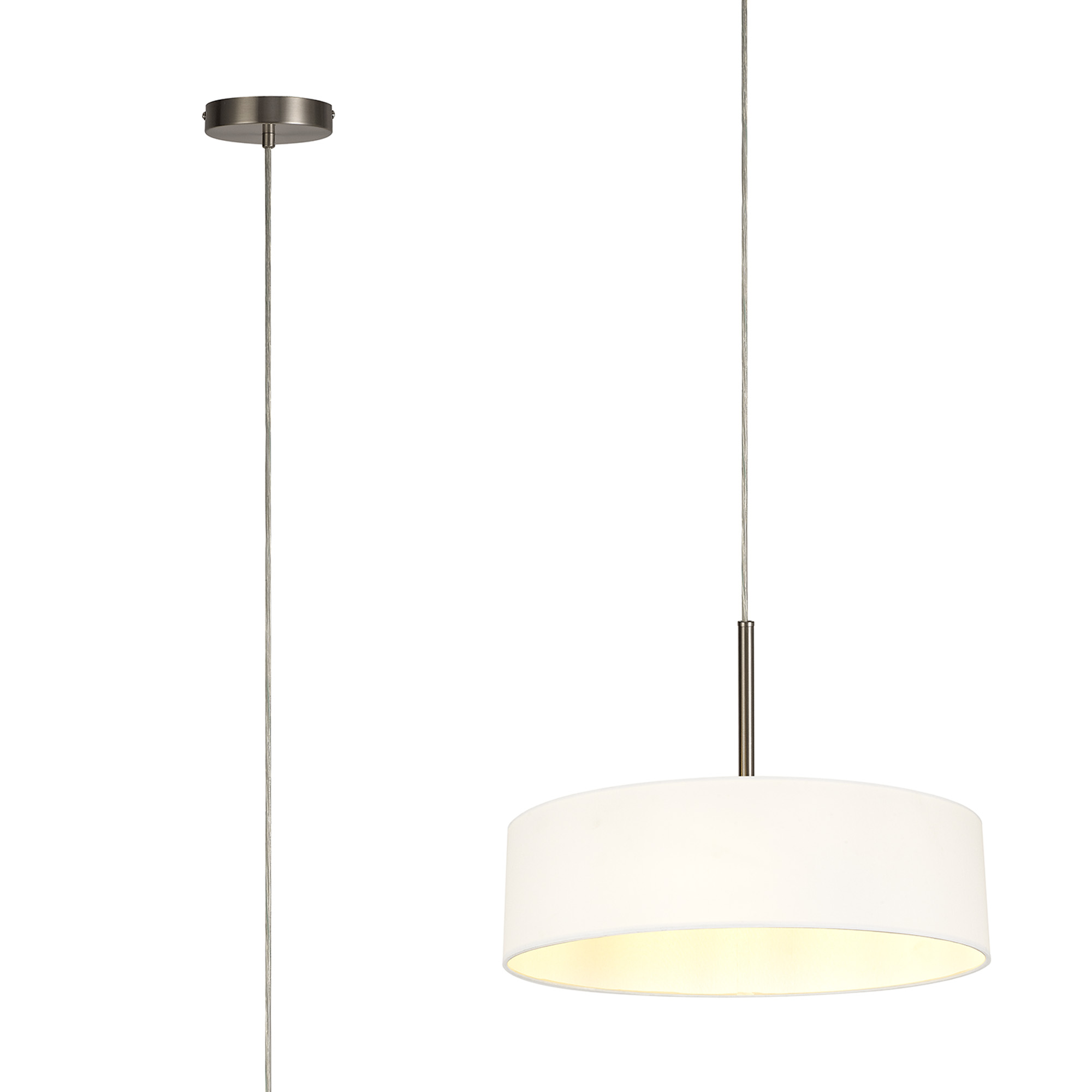 DK0763  Baymont 45cm 5 Light Pendant Satin Nickel, White